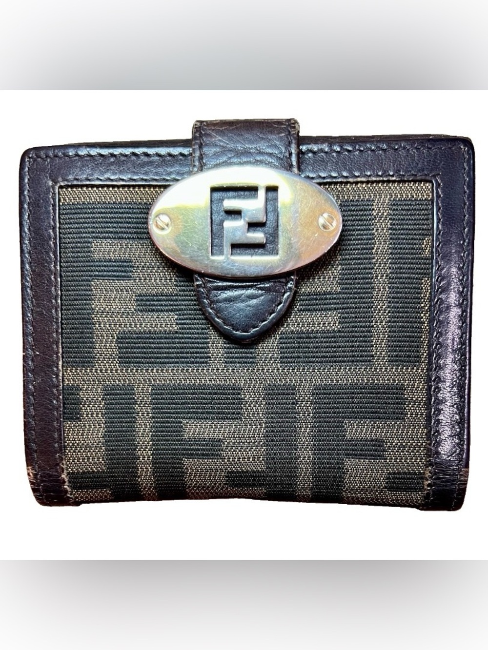 Fendi Zucca Canvas and Leather Small Wallet in Brown